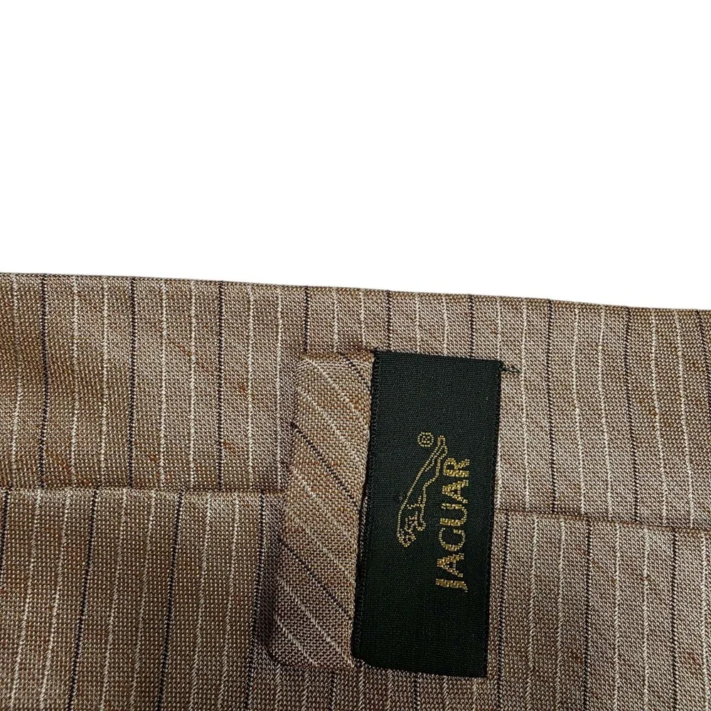 JAGUAR Striped Necktie Brown Gold‎ Tan Silk Blend Men's Formal Fashion